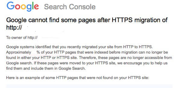 Google Notifying Users of HTTPS Migration Errors through Search Console